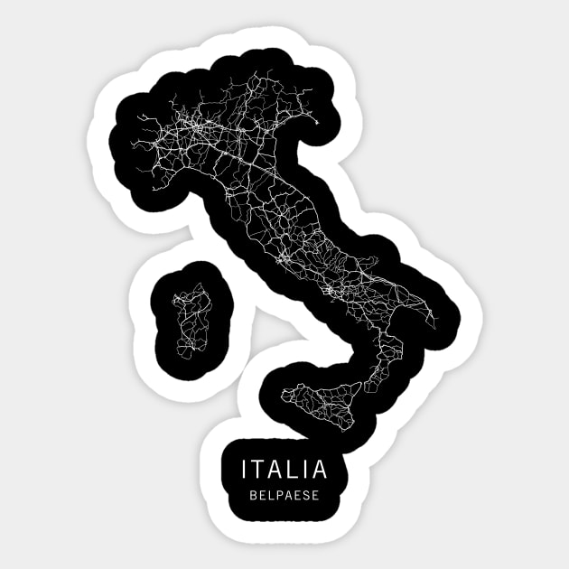 Italy Road Map Sticker by ClarkStreetPress